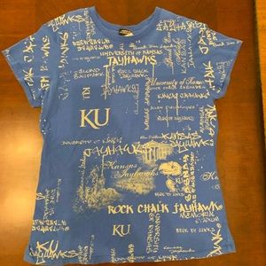 Blue Graffiti Style KU Jayhawk T-shirt